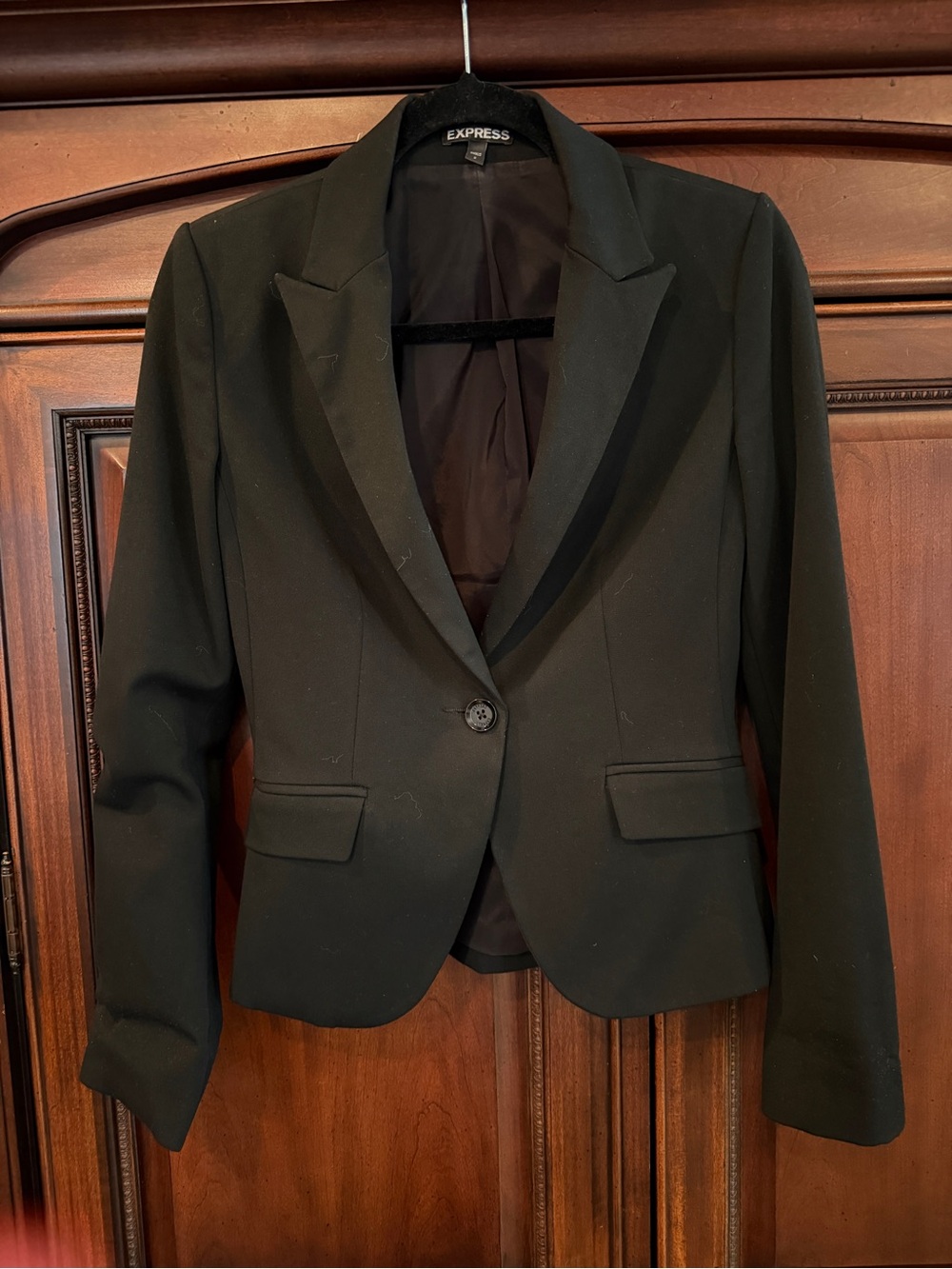 Express Black Single-Button Notch Lapel Blazer
